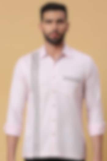 Pink Dobby Fabric Embroidered Party Wear Shirt by DMODE at Pernia's Pop Up Shop