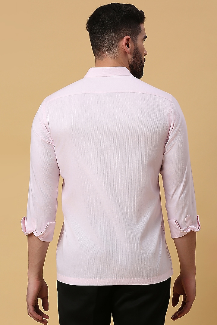 Pink Dobby Fabric Embroidered Party Wear Shirt by DMODE at Pernia's Pop Up Shop