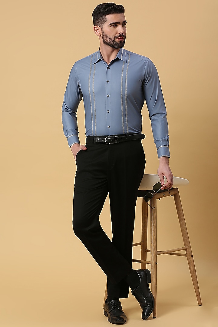 Teal Blue Party Wear Shirting Fabric Party Wear Shirt by DMODE at Pernia's Pop Up Shop