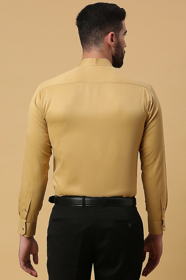 Mustard Party Wear Shirting Fabric Embroidered Party Wear Shirt by DMODE at Pernia's Pop Up Shop