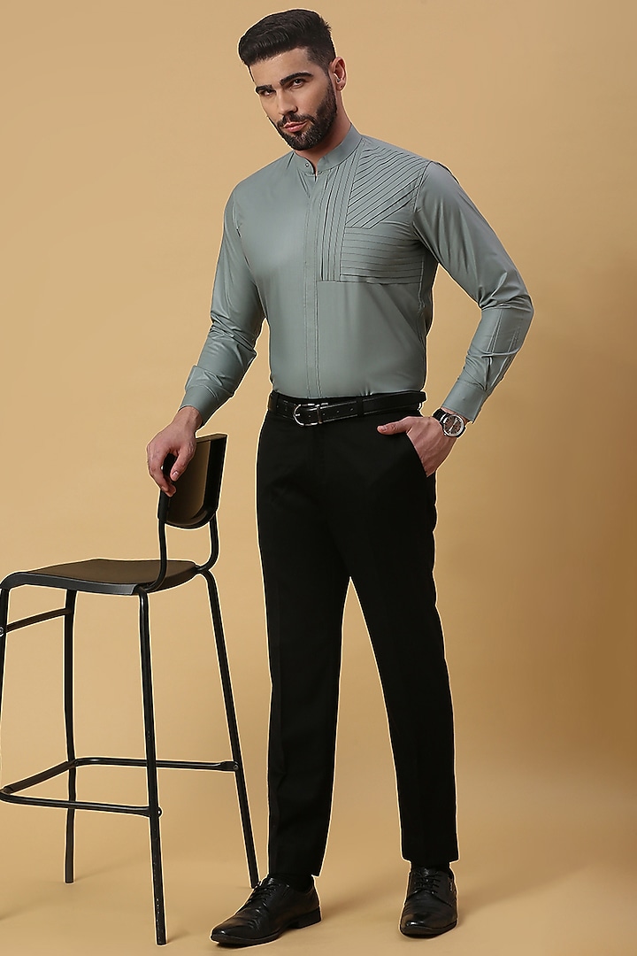 Metallic Green Party Wear Shirting Fabric Party Wear Shirt by DMODE at Pernia's Pop Up Shop