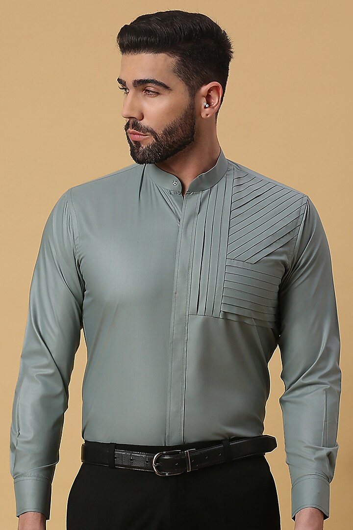 Metallic Green Party Wear Shirting Fabric Party Wear Shirt by DMODE at Pernia's Pop Up Shop