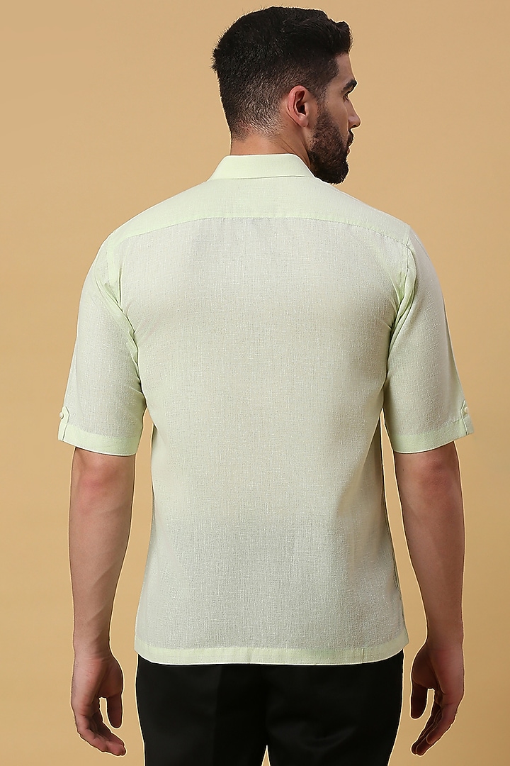 Sage Green Linen Party Wear Shirt by DMODE at Pernia's Pop Up Shop