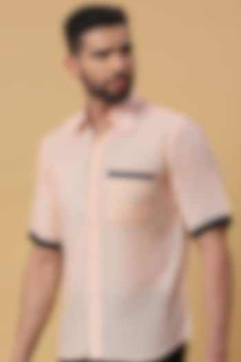 Peach Linen Party Wear Shirt by DMODE at Pernia's Pop Up Shop