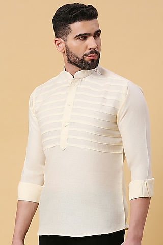 Light Lemon Yellow Linen Shirt by DMODE