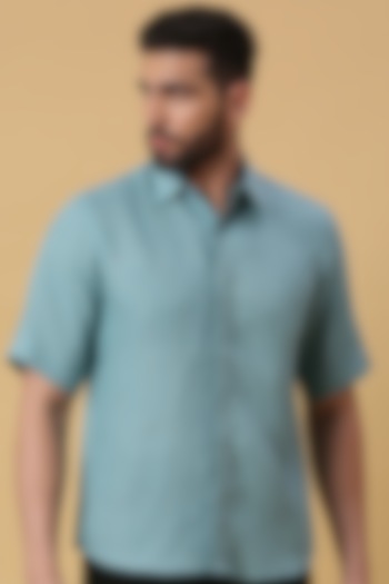 Aqua Linen Party Wear Shirt by DMODE at Pernia's Pop Up Shop