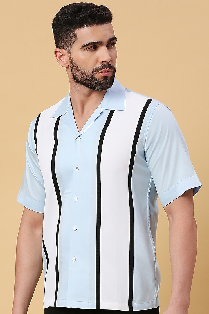 Multi-Colored Party Wear Shirting Fabric Stripe Party Wear Shirt by DMODE at Pernia's Pop Up Shop