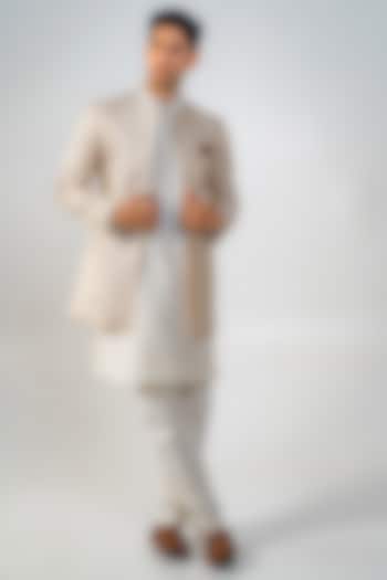 Gold & Ivory Brocade Open Jacket Set by DMODE at Pernia's Pop Up Shop