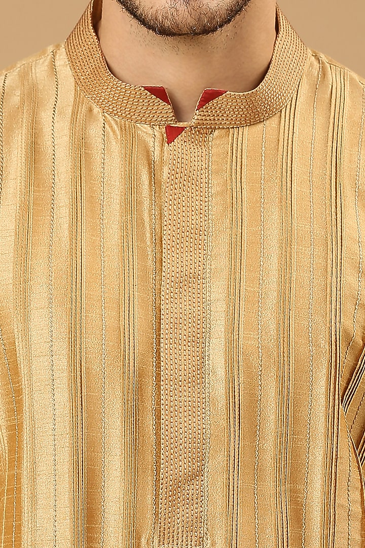 Gold Dupion Kurta Set by DMODE at Pernia's Pop Up Shop
