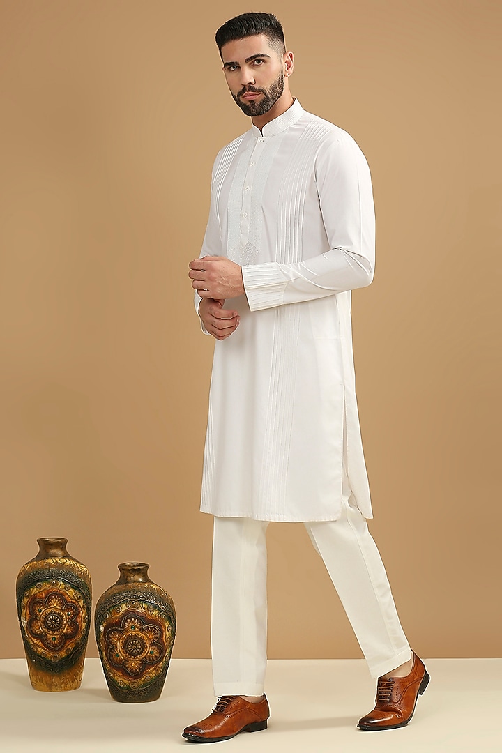 White Shirting Fabric Kurta Set by DMODE at Pernia's Pop Up Shop