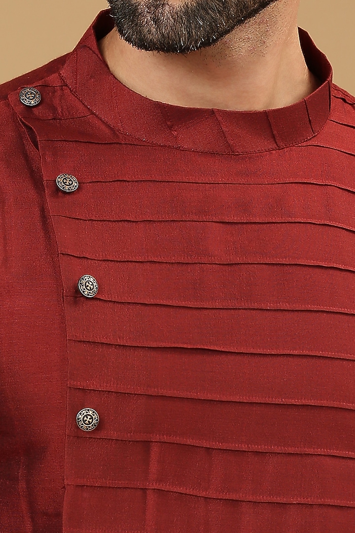 Maroon Cotton Silk Kurta Set by DMODE at Pernia's Pop Up Shop