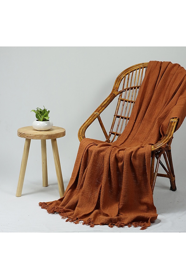 Brown Organic Cotton Solid Throw by Dmaasa at Pernia's Pop Up Shop