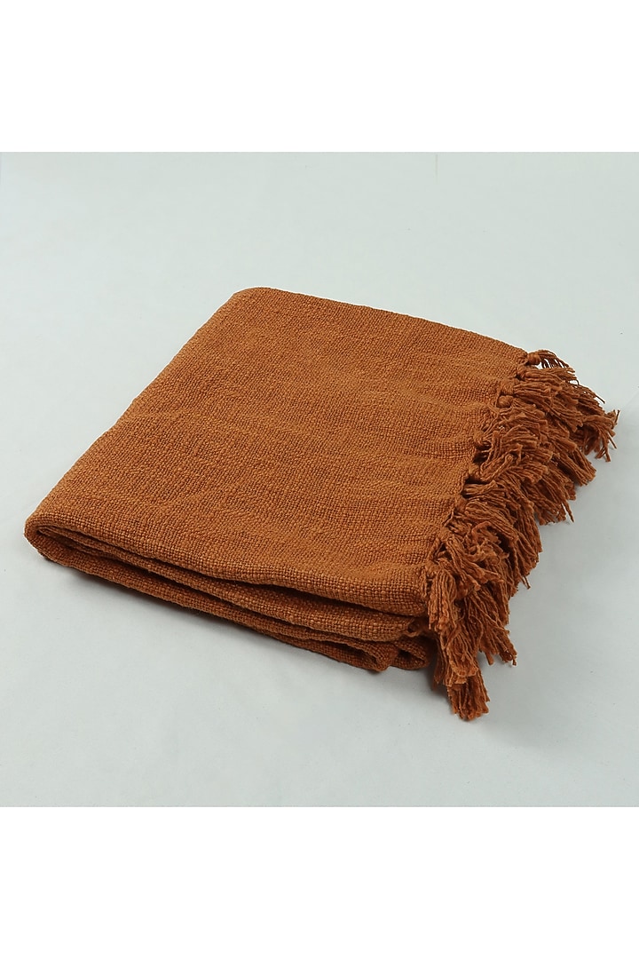 Brown Organic Cotton Solid Throw by Dmaasa at Pernia's Pop Up Shop