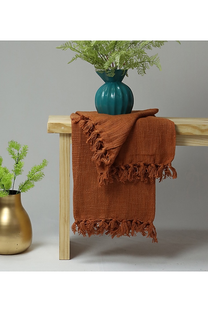 Brown Organic Cotton Solid Throw by Dmaasa at Pernia's Pop Up Shop