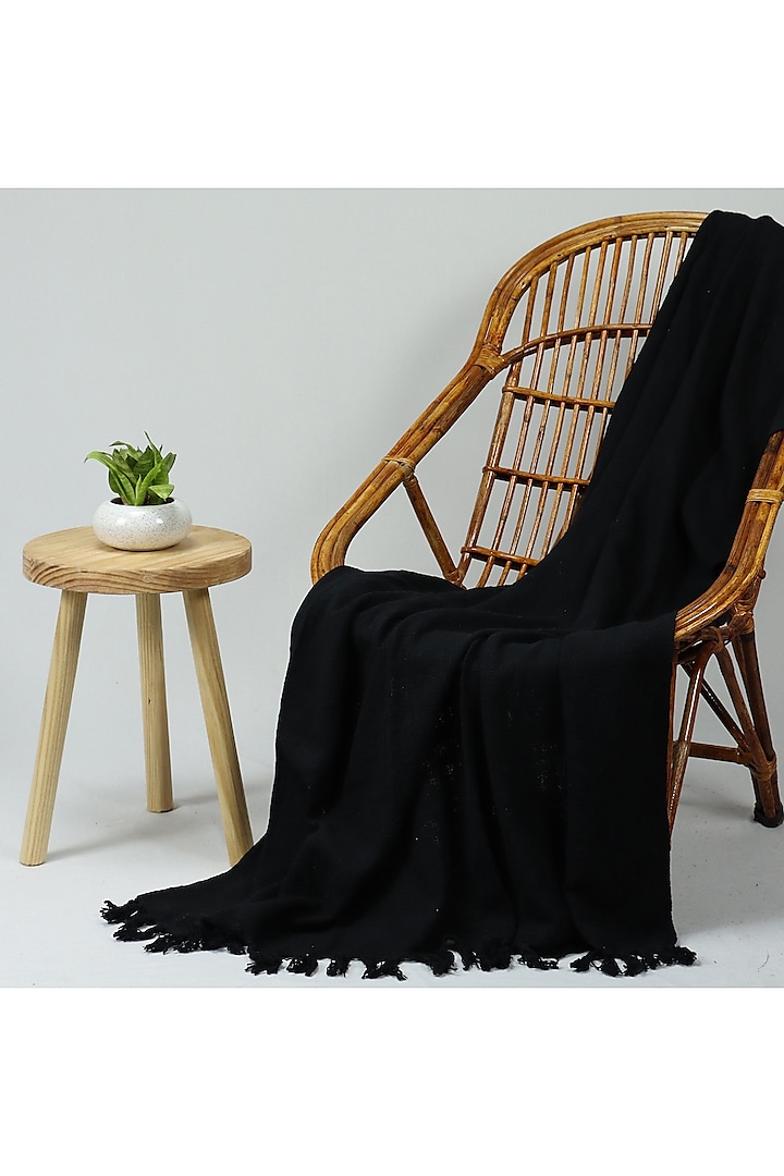 Black Organic Cotton Solid Throw by Dmaasa at Pernia's Pop Up Shop