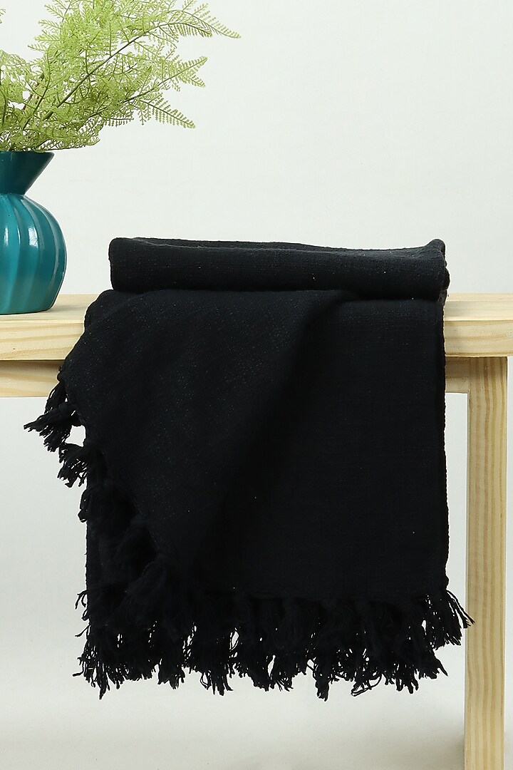 Black Organic Cotton Solid Throw by Dmaasa at Pernia's Pop Up Shop