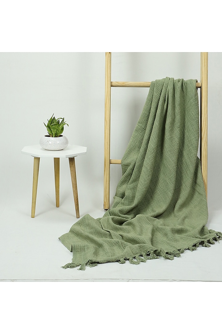 Olive Green Organic Cotton Solid Throw by Dmaasa at Pernia's Pop Up Shop