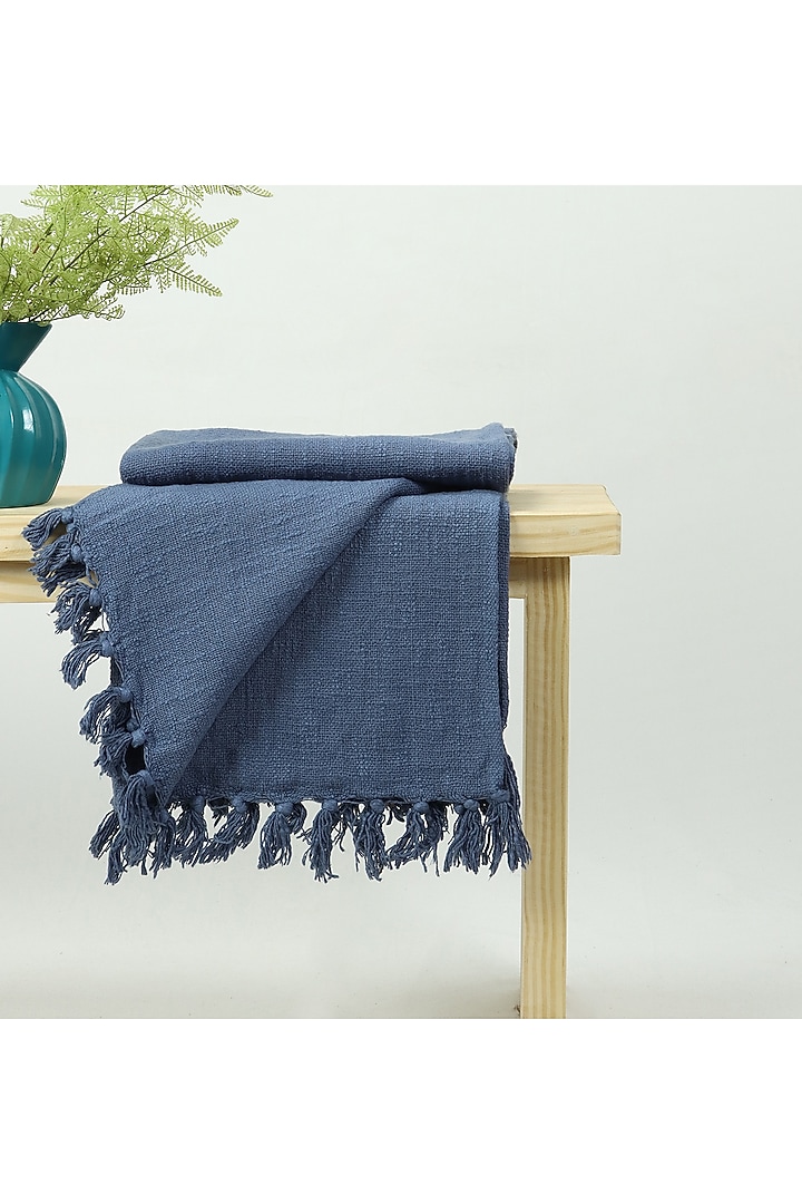 Cobalt Blue Organic Cotton Solid Throw by Dmaasa at Pernia's Pop Up Shop