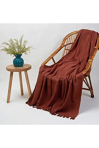 Maroon Organic Cotton Solid Throw by Dmaasa