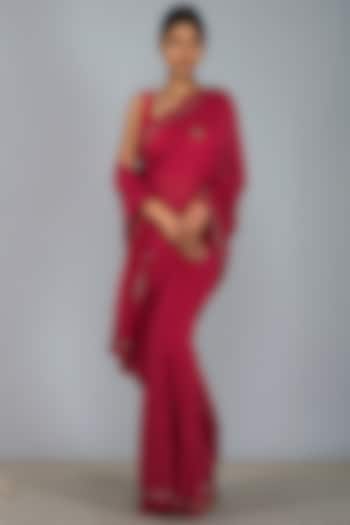 Red Embellished Saree Set by Devyani Mehrotra