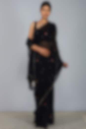 Black Embellished Saree by Devyani Mehrotra