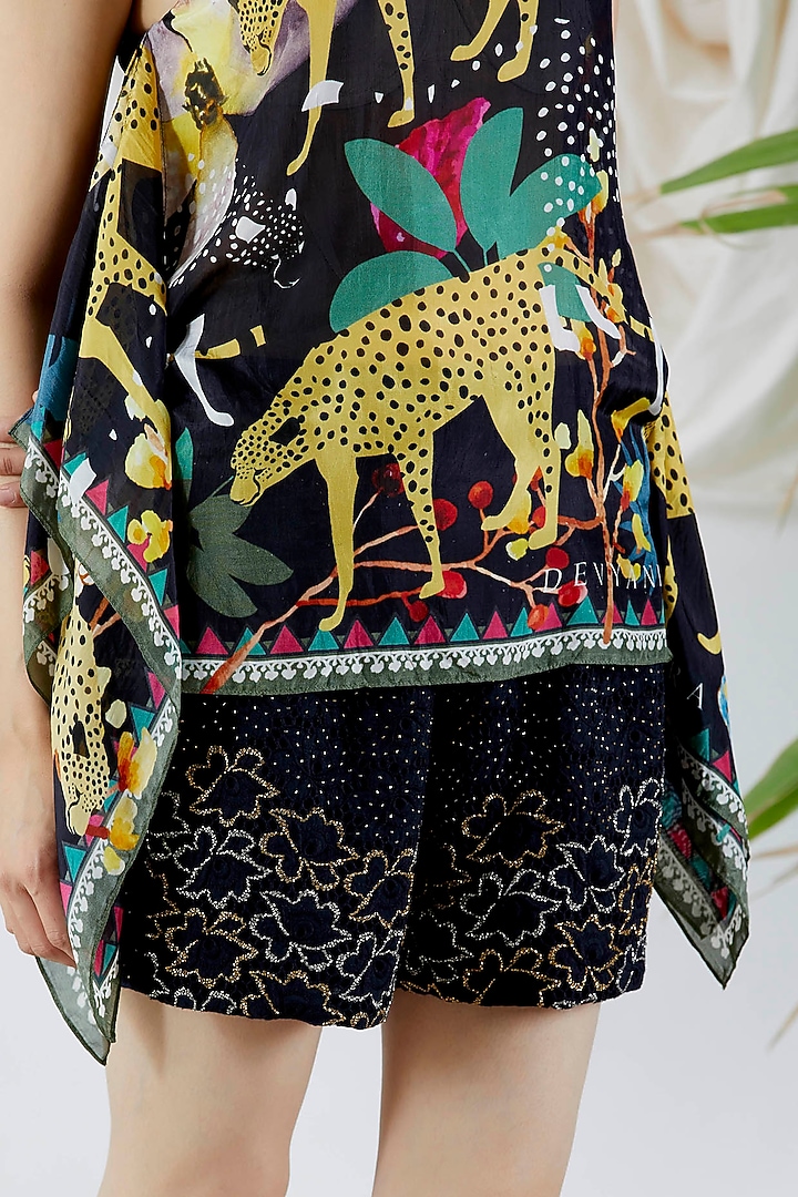 Black Embroidered Shorts by Devyani Mehrotra at Pernia's Pop Up Shop