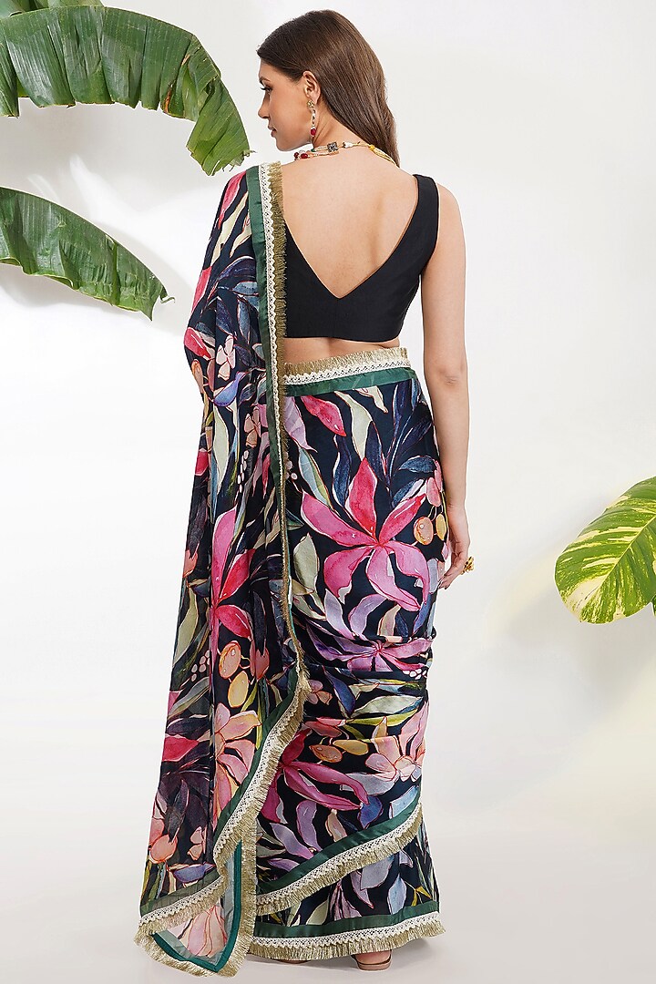 Multi Colored Printed Party Wear Saree Set by Devyani Mehrotra at Pernia's Pop Up Shop