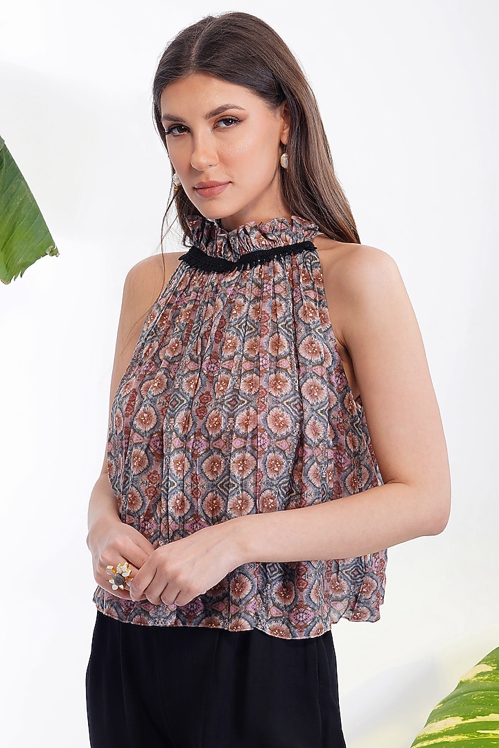 Grey Tie-Dyed Halter Top by Devyani Mehrotra at Pernia's Pop Up Shop