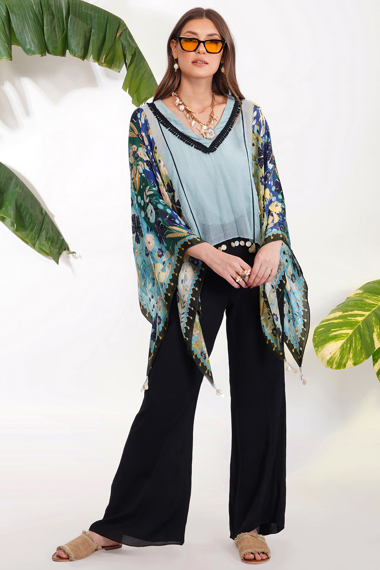Black Double Georgette Pant Set by Devyani Mehrotra at Pernia's Pop Up Shop