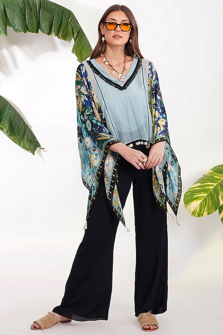 Black Double Georgette Pant Set by Devyani Mehrotra at Pernia's Pop Up Shop