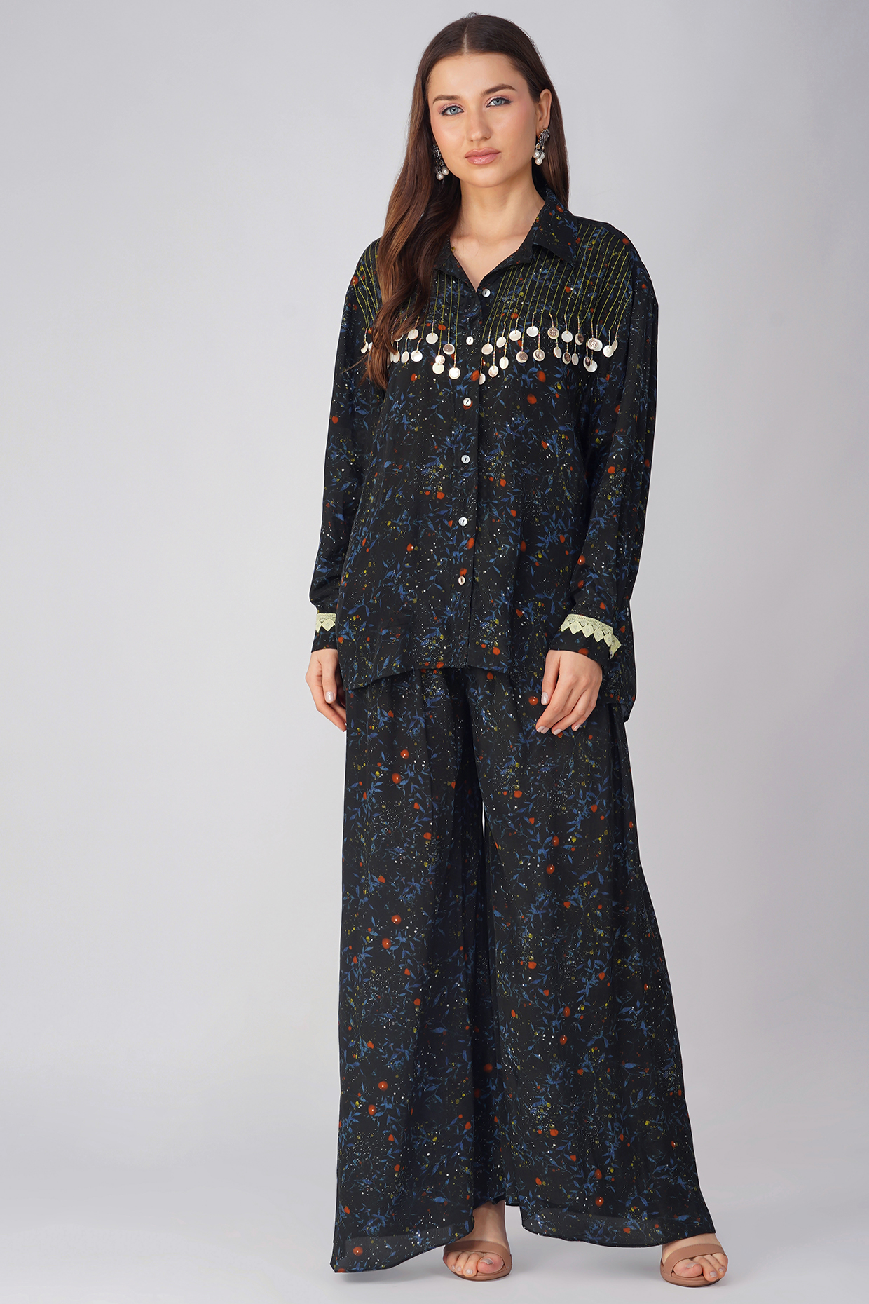 Black Crepe Co-Ord Set by Devyani Mehrotra at Pernia's Pop Up Shop