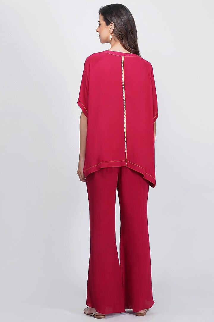Fuchsia Viscose Flared Pant Set by Devyani Mehrotra at Pernia's Pop Up Shop