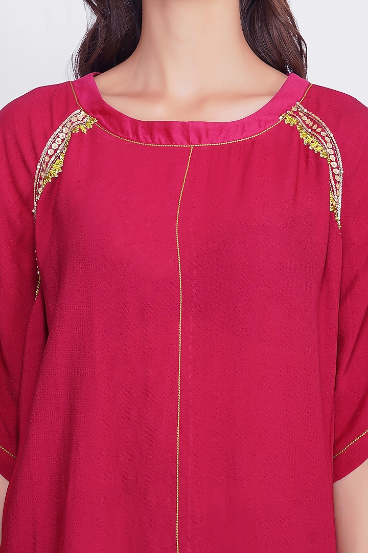 Fuchsia Viscose Flared Pant Set by Devyani Mehrotra at Pernia's Pop Up Shop