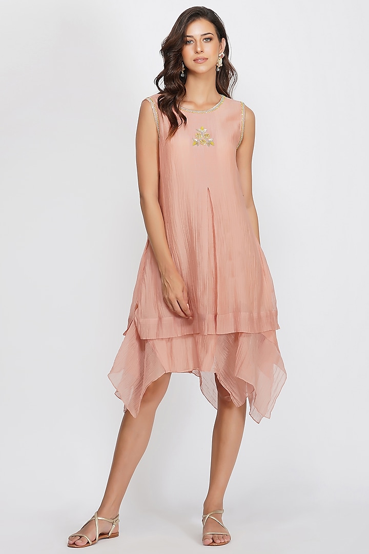 Blush Pink Asymmetrical Dress by Devyani Mehrotra at Pernia's Pop Up Shop