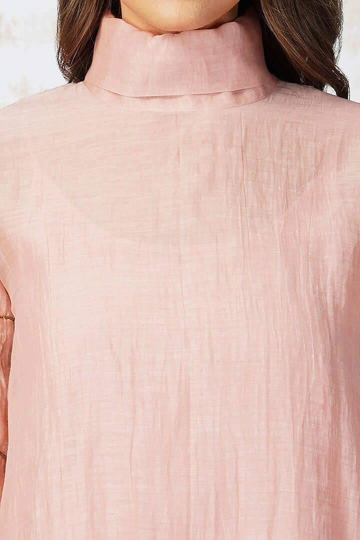 Blush Pink Chanderi Vacation Dress by Devyani Mehrotra at Pernia's Pop Up Shop