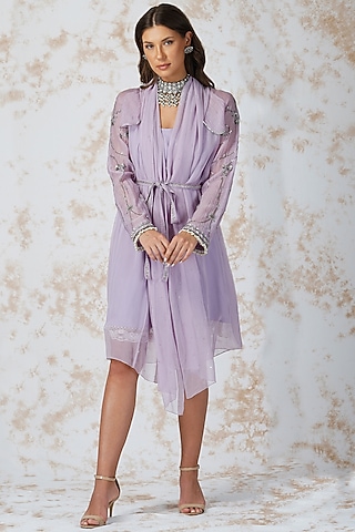 Mauve Embellished Dress by Devyani Mehrotra