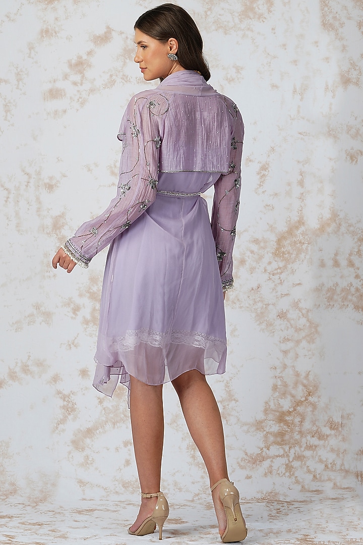 Mauve Embellished Vacation Dress by Devyani Mehrotra at Pernia's Pop Up Shop