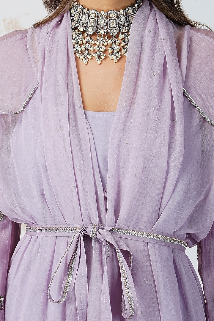 Mauve Embellished Vacation Dress by Devyani Mehrotra at Pernia's Pop Up Shop