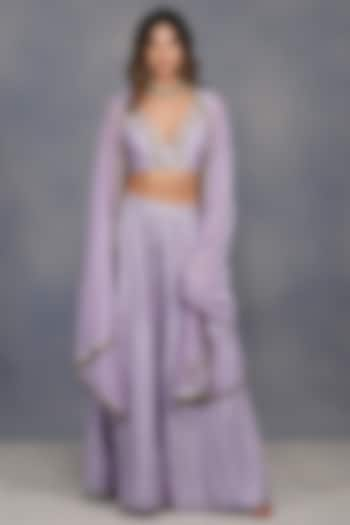 Purple Chanderi Sharara Set by Devyani Mehrotra at Pernia's Pop Up Shop