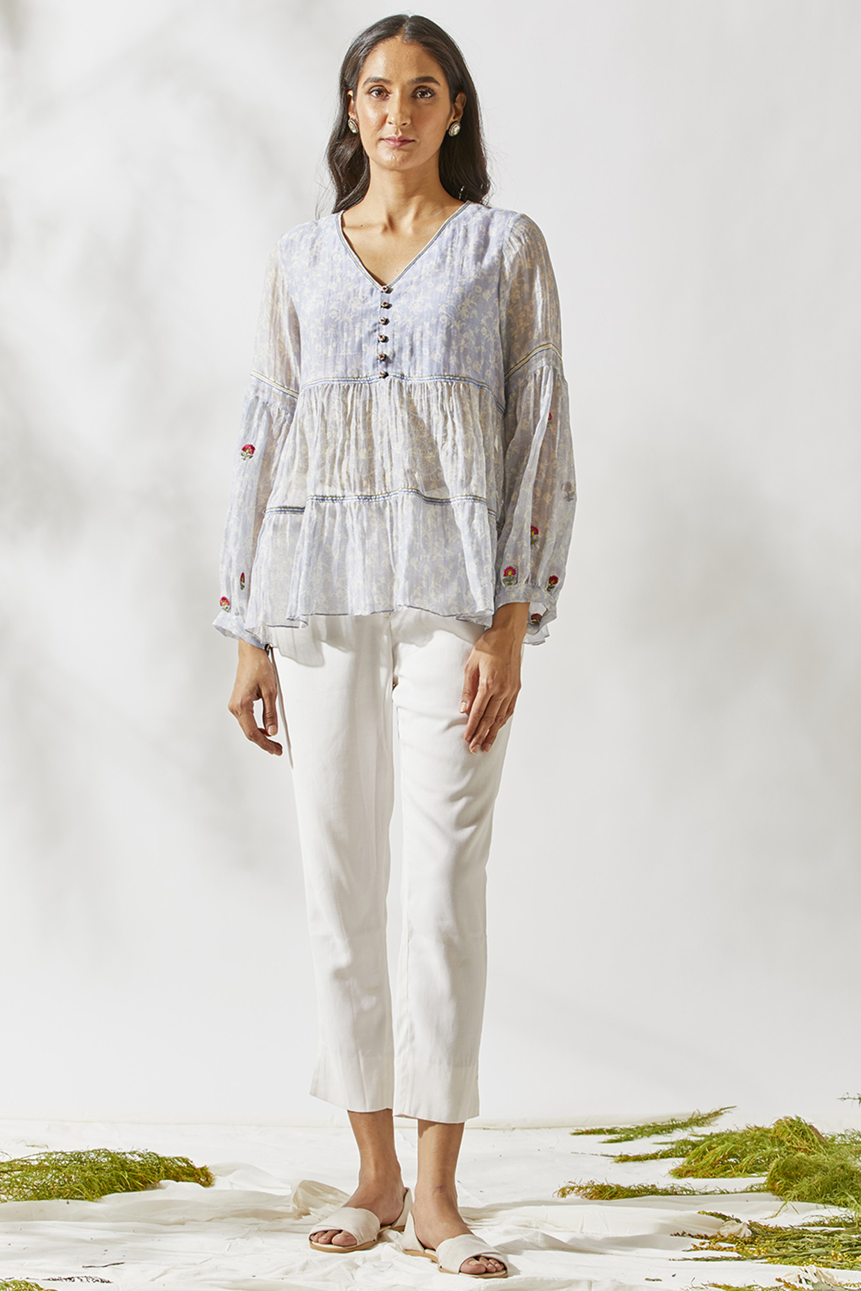 Lavender Mirror Work Top by Devyani Mehrotra at Pernia's Pop Up Shop
