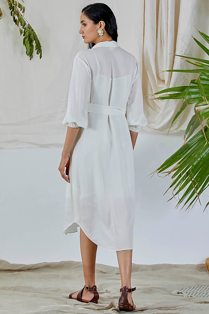 White Embroidered Dress With Slip For Girls by Devyani Mehrotra - Kids at Pernia's Pop Up Shop