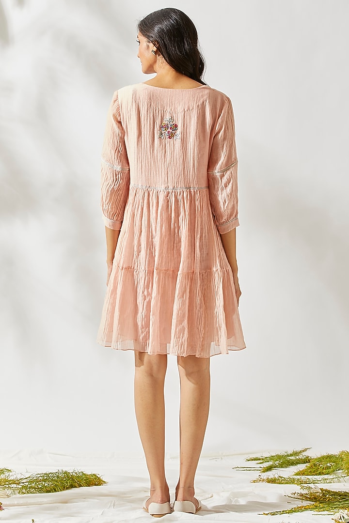 Blush Pink Tiered Boho Dress For Girls by Devyani Mehrotra - Kids at Pernia's Pop Up Shop