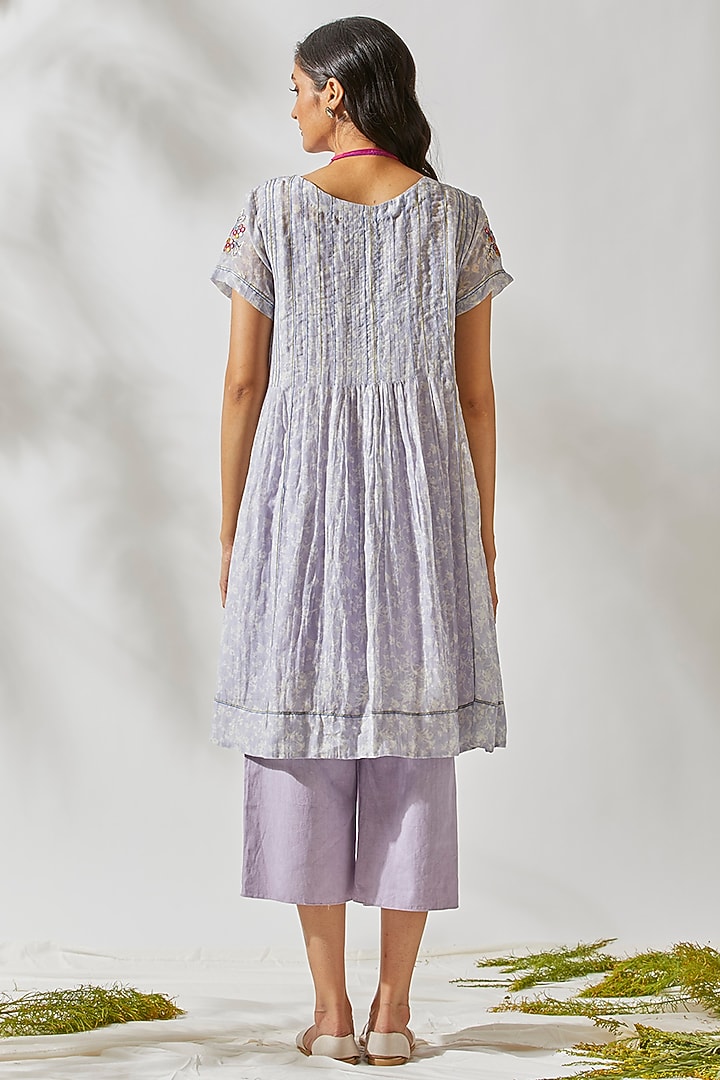 Purple Embroidered Tunic Set For Girls by Devyani Mehrotra - Kids at Pernia's Pop Up Shop