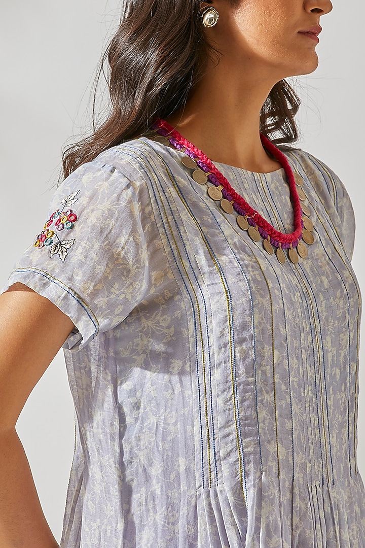 Purple Embroidered Tunic Set For Girls by Devyani Mehrotra - Kids at Pernia's Pop Up Shop