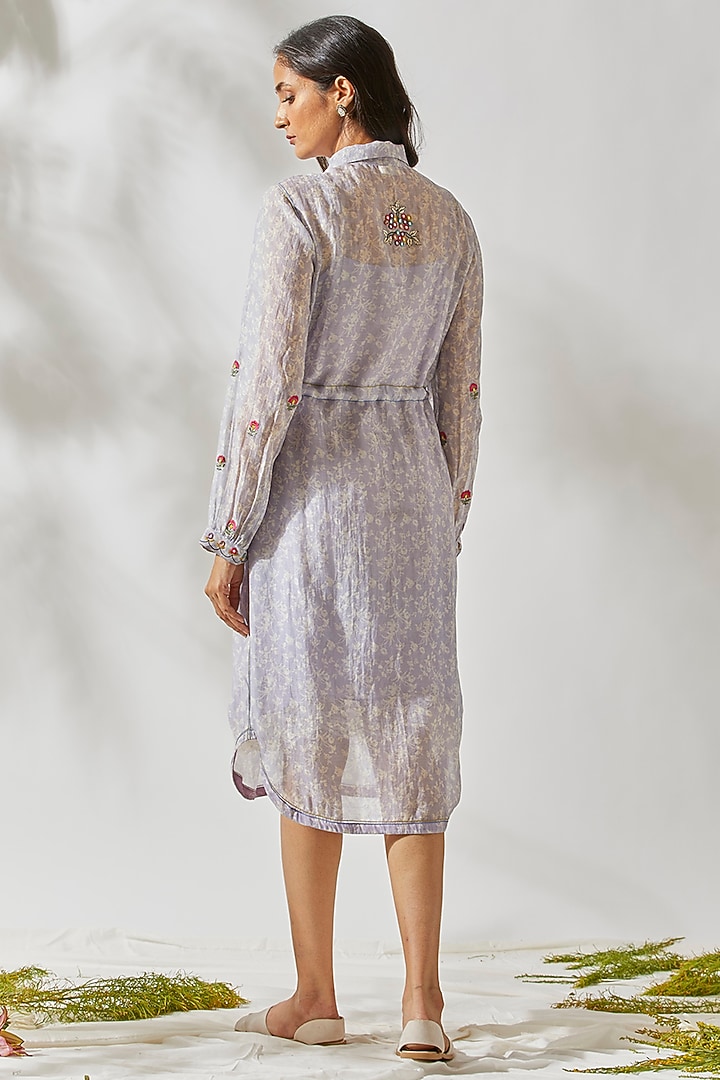 Purple Mirror Work Dress For Girls by Devyani Mehrotra - Kids at Pernia's Pop Up Shop