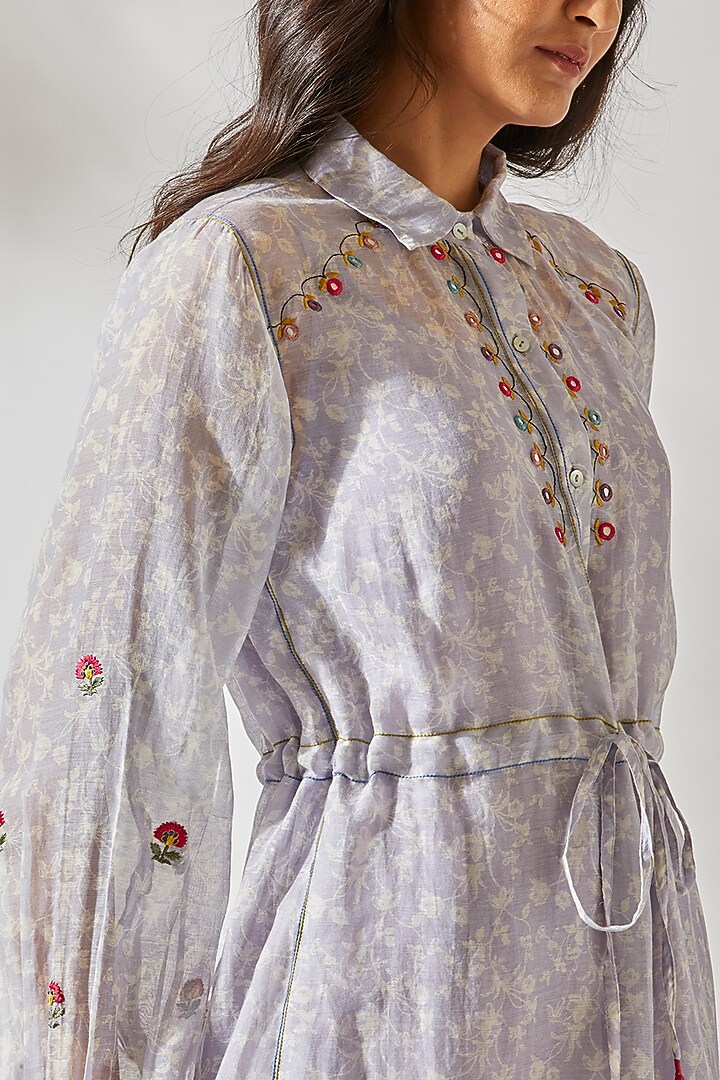 Purple Mirror Work Dress For Girls by Devyani Mehrotra - Kids at Pernia's Pop Up Shop