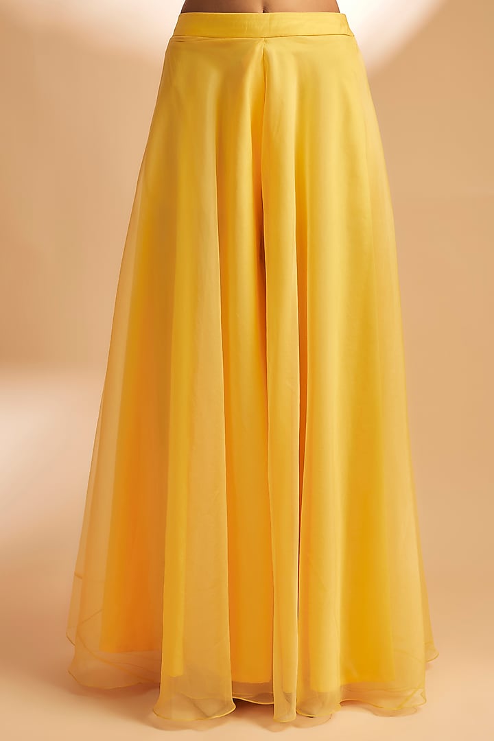 Yellow Silk & Organza Wedding Sharara Set by Dinesh Malkani at Pernia's Pop Up Shop