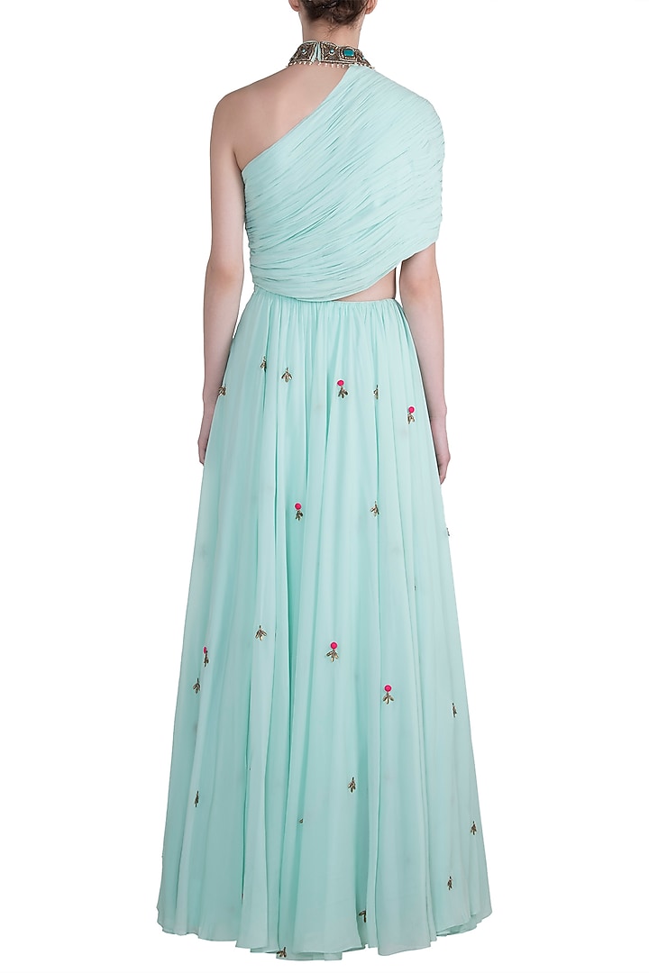 Mint one shoulder gown available only at Pernia's Pop Up Shop.