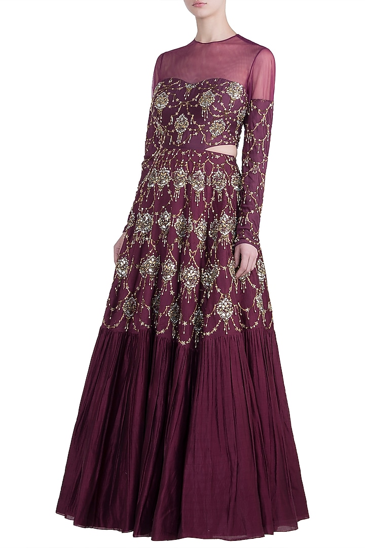 Wine embroidered gown available only at Pernia's Pop Up Shop.