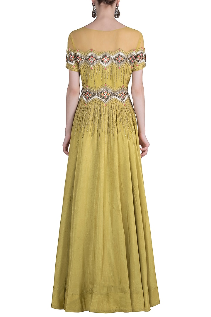 Olive zigzag gown available only at Pernia's Pop Up Shop.